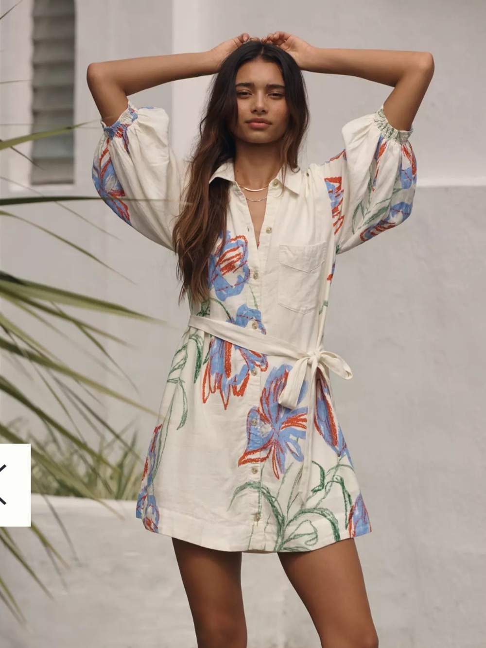 NWT Anthropologie Maeve Mona Linen Blend Mini Shirtdress